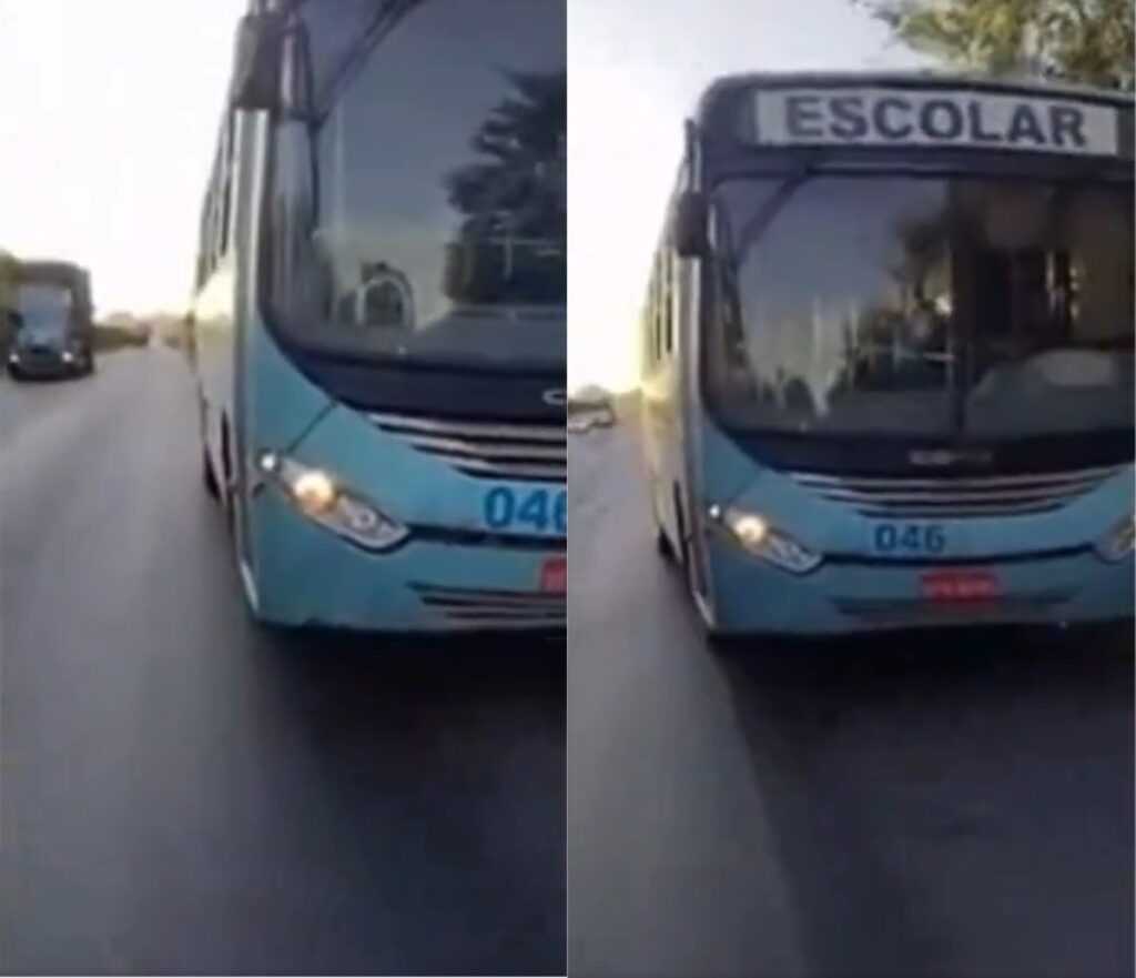 Ônibus escolar é flagrado andando de marcha a ré na contramão. Vídeo onibus-escolar-e-flagrado-andando-de-marcha-a-re-na-contramao.-video